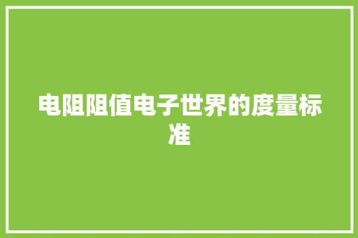 电阻阻值电子世界的度量标准  第1张