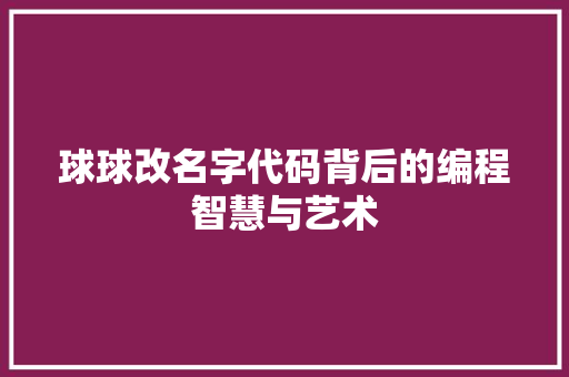 球球改名字代码背后的编程智慧与艺术