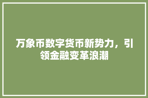 万象币数字货币新势力，引领金融变革浪潮