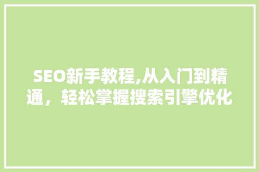 SEO新手教程,从入门到精通，轻松掌握搜索引擎优化方法