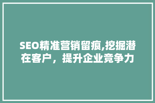 SEO精准营销留痕,挖掘潜在客户，提升企业竞争力  第1张