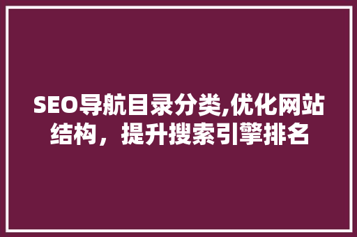 SEO导航目录分类,优化网站结构，提升搜索引擎排名